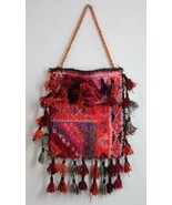 Vtg Wool Carpet Rug Tapestry Tassel Textile Persian Salt Bag Wall Hanging - $137.75