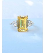 Yellow, Pink, or Blue Emerald Cut Gemstone Ring - £31.60 GBP