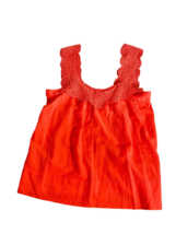 J. CREW Size 0 Orange Tank Top Wide Crochet Straps 100% Cotton Style 41472 - £11.01 GBP