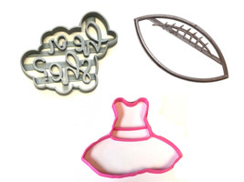 Touchdowns Or Tutus Gender Reveal Baby Shower Set Of 3 Cookie Cutters USA PR1209 - £6.38 GBP
