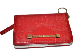 Juicy Couture Red Leather Credit Card ID Cash coins Case Wallet w/ keychain - £9.75 GBP