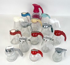 16 1950&#39;s Diner Glass Syrup/Honey Dispenser Lot Federal Housewares Silve... - £77.66 GBP