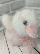 Dan Dee plush pink white duck shaggy fluffy hair bow ribbon stuffed toy NO SOUND - £7.83 GBP