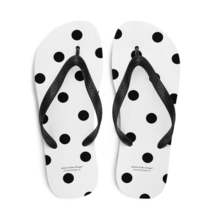 Autumn LeAnn Designs® | Adult Flip Flops Shoes, Polka Dots, White &amp; Black - £19.64 GBP