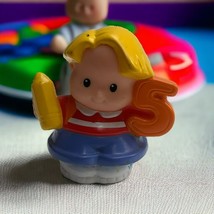 Fisher Price Blond Haired Boy Holding 5, Little People Time To Learn -  2005 - $6.92