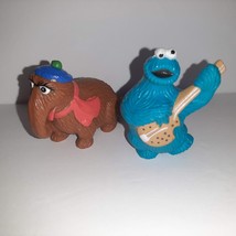 VTG Sesame Street Snuffy Snuffleupagus &amp; Cookie Monster w/Guitar PVC Cake Topper - £11.68 GBP