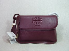 NEW Tory Burch Cabernet Pebbled Leather Thea Messenger/Cross Body $435 - £319.87 GBP