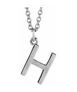 Authentic 925 Sterling Silver 0.36&quot; Letter H Dangle Pendant 18&quot; Initial ... - $67.00