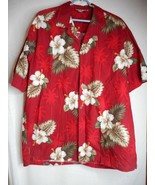 Vintage Hawaiian Shirt Pacific Legend Apparel Size XL Red White Hibiscus... - $14.39