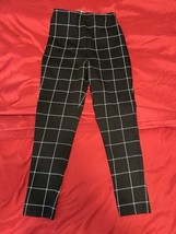 Nordstrom Women’s XS Black White Grid Plaid Pants Stretch Pull-On Leggings - $22.40