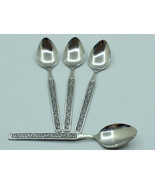 Vintage Stainless Steel Teaspoons Scroll Vine Pattern Set of 4 New (Lot 1) - $264.54 MXN