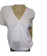 Pretty Calvin Klein Womens White Layered V-Neck Top Blouse Shirt Medium - $145.84 MXN