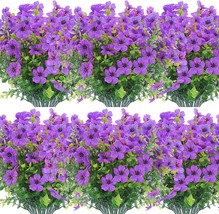 12 Bundles Artificial Flowers Outdoor Uv Resistant Fake Plastic Plants, Purple - £29.56 GBP