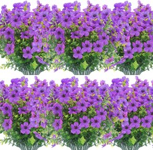 12 Bundles Artificial Flowers Outdoor Uv Resistant Fake Plastic Plants, Purple - $32.99