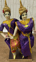 (2) VTG Dancer Girl Dolls Thailand Traditional Costume 8.25”  Tourist Novelty - £29.58 GBP