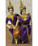 (2) VTG Dancer Girl Dolls Thailand Traditional Costume 8.25”  Tourist No... - £28.66 GBP