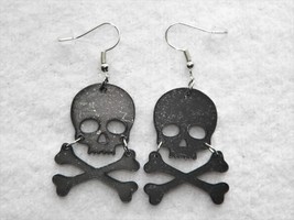 Halloween Black Cat Crescent Moon Earrings Laser Cut Acrylic - £9.46 GBP