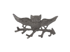 [Pack Of 2] Cast Iron Flying Owl Landing on a Tree Branch Decorative Metal Wall  - £44.98 GBP