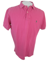 Polo Ralph Lauren Men shirt pit to pit 23 pepto hot pink w green pony cotton vtg - £19.73 GBP