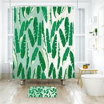 Banana Leaf Pattern 09 Shower Curtain Bath Mat Bathroom Waterproof Decorative Ba - £18.37 GBP+