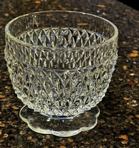 Indiana Glass Open Sugar Bowl Diamond Point Clear Pressed Glass Scallop Foot - £7.76 GBP