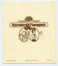 Barneby &amp; Flanagan&#39;s Restaurant Menu Glenstone &amp; Sunshine Springfield Mi... - £22.07 GBP
