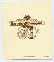 Barneby &amp; Flanagan&#39;s Restaurant Menu Glenstone &amp; Sunshine Springfield Mi... - £21.96 GBP