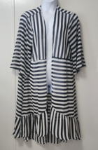 Torrid Sheer Chiffon Black White Striped Kimono Open Front Cover Womens ... - $29.99