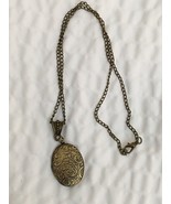 Antique brass, Oval, Locket, 1 1/4&quot;, 16&quot; chain  LC4 - $11.99