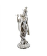 KRISHNA STATUE 9.5&quot; Hindu Indian God White Marble Finish Resin Deity Flu... - $62.95