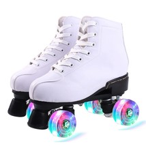 Leather Roller Skates Double Line Skates Women Men Adult Two Line Skating Shoes - £199.21 GBP
