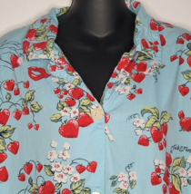 Xxl Pajama Lips Strawberry Hearts Cotton Top Nick Nora Lounge Sleep Floral Vtg - £31.28 GBP