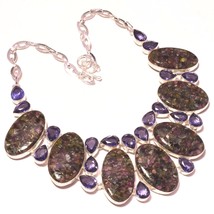 Copper Watermelon Tourmaline Amethyst Gemstone Necklace Jewelry 18&quot; SA 2401 - £12.05 GBP