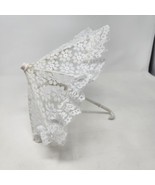 Vintage White Lace 10” Doll Bear Craft Decor Umbrella Parasol Plastic Ha... - £6.11 GBP