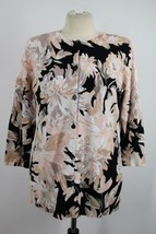 Isaac Mizrahi Live S Floral Peony Cotton Blend 3/4 Sleeve Cardigan Sweater - £22.44 GBP