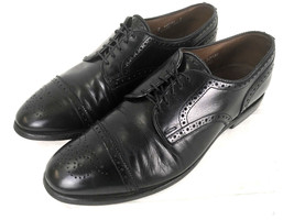 Allen Edmonds Mens Oxford Cap-Toe Dress Shoes Size 9 C Black Sanford Brogue - £29.60 GBP