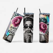 FERAL Stylish Stainless-Steel Tumbler 20 oz (600 ml) with Straw &amp; Lid, D... - $28.05