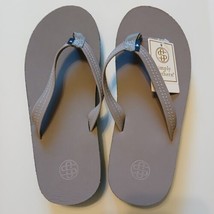 Simply Southern Women&#39;s Size Small 5.5/6.5 Leather Flip Flop Cloud Gray - £15.64 GBP
