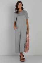 Women&#39;s Heather Grey Short Sleeve Midi Dress (S) - £24.06 GBP