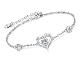 Love Heart Bracelets for Women 925 Sterling Silver with - £143.43 GBP