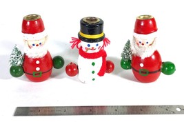 Set of 3 Lenox Wooden Santa Claus &amp; Snowman Christmas Candle Holders - £9.70 GBP