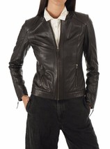 Women&#39;s Genuine Lambskin Real Leather Motorcycle Slim fit Biker Jacket -... - £102.38 GBP