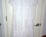 Vintage Nostalgia Dress Ivory Lace Cottage Core 90s Boho with slip size ... - $20.78