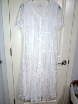 Vintage Nostalgia Dress Ivory Lace Cottage Core 90s Boho with slip size ... - £16.34 GBP