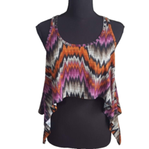 Hug Women&#39;s Cropped Tank Top Shirt Small Orange Purple White Black Racer... - £3.64 GBP