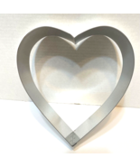 Vintage Silver Metal Heart Shaped Large Cookie Cutter 7.5 x 8.5&quot; - $11.61