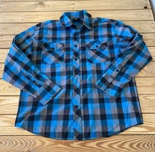 Yago Men’s Check Button up Shirt Size L Blue Ee - £14.93 GBP