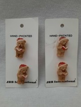 4 JHB International Novelty Buttons ~ Santa Hat Teddy Bear Caroler ~ On ... - $10.84