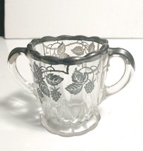 Vintage Silver City Silver Overlay Berries &amp; Vines Sci16 Open Handled Sugar Bowl - £6.75 GBP