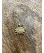 Crab Brooch Pin Gold Tone Sparkle Shell Nautical Ocean life 1&quot; Vintage - $19.79